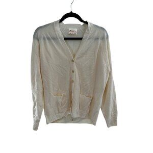 Vintage Edinburgh Pure New Wool Cardigan Womens 102 CM 40" Cream